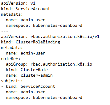 K8S Dashboard Admin Yaml Dosyası